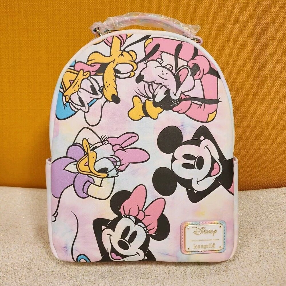 Loungefly Disney Mickey Mouse & Friends Tie-Dye Mini Backpack Minnie Daisy NEW